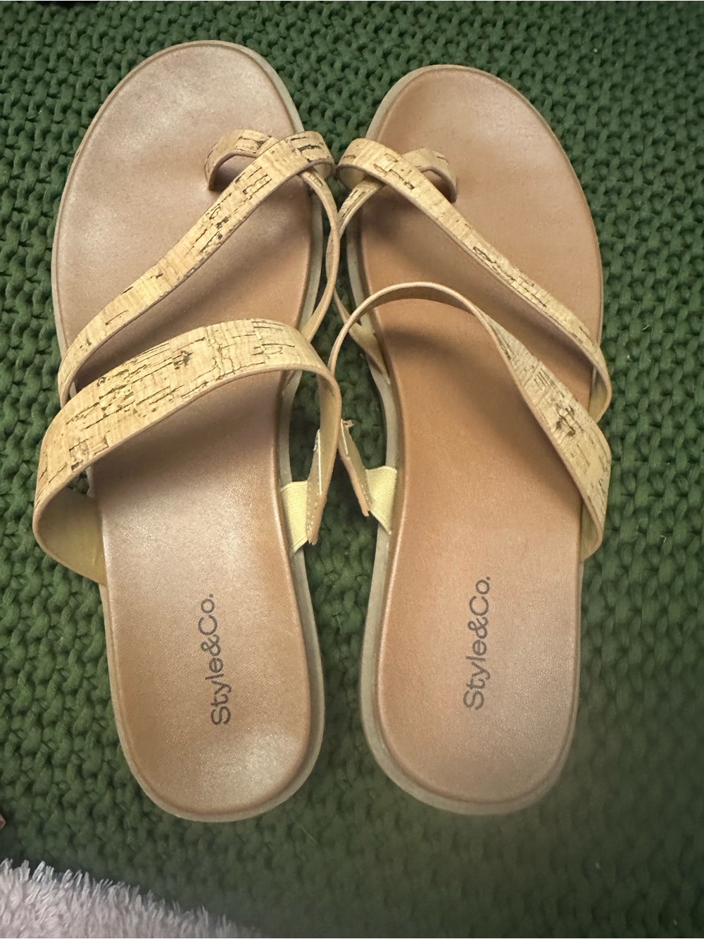 Style & Co. Cork-Trim Tan Slide Sandals